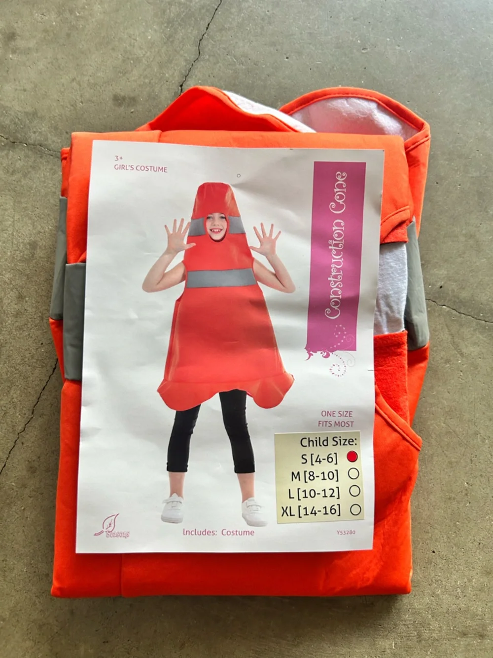 Kids Construction Cone Costume - Bright Orange | Size Small 4-6 NEW with tags